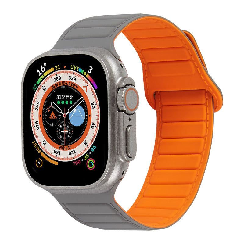 Leather Textured Silicone Magnetic Band For Apple Watch