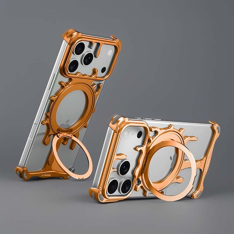 Liquid Metal Phone Case With Rotating Stand For iPhone