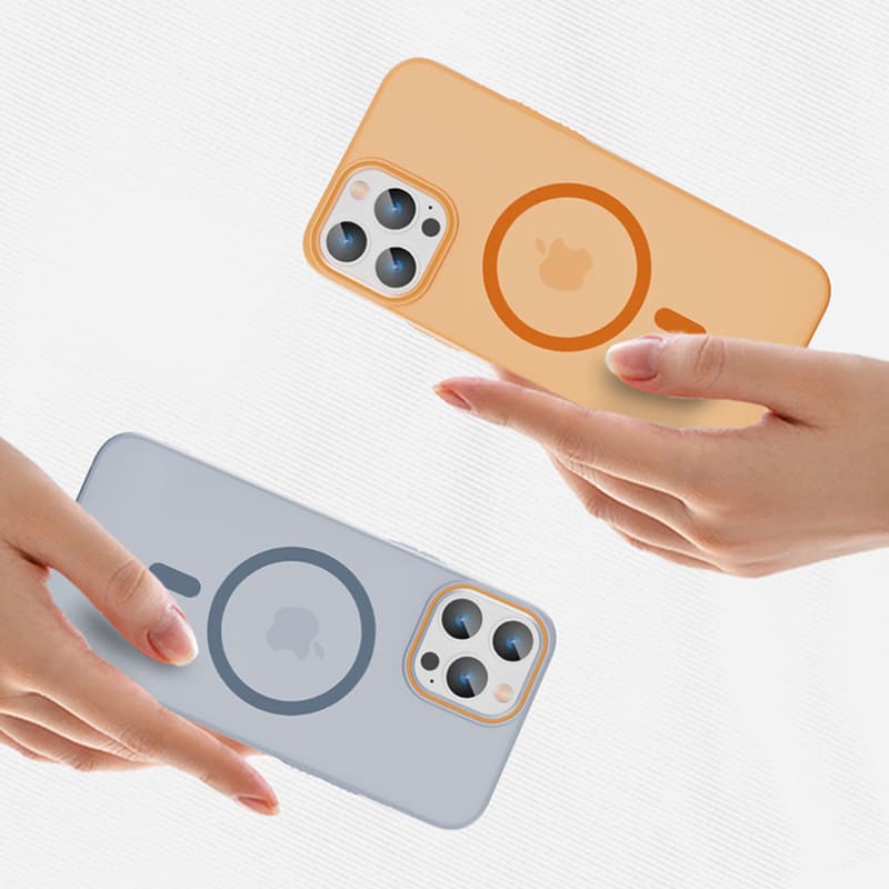 Magnetic Colorblock Slim Matte Case – Soft-Touch iPhone 17