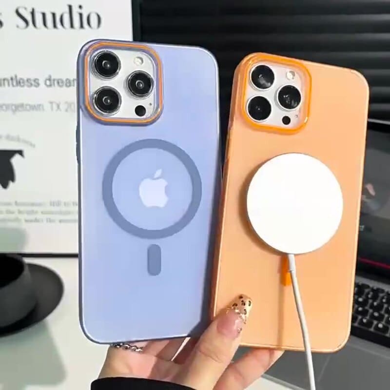 Magnetic Colorblock Slim Matte Case – Soft-Touch iPhone 17