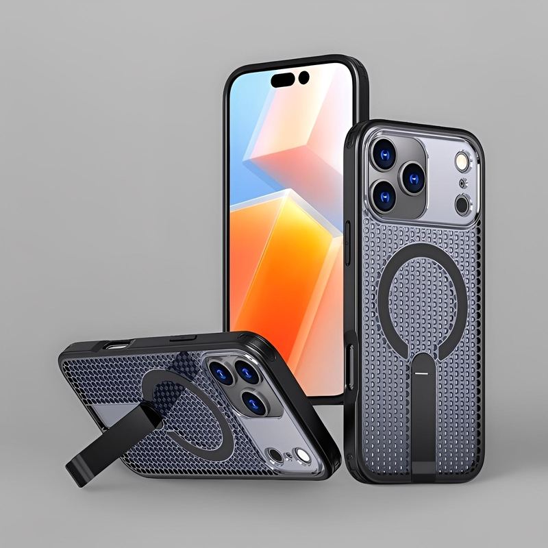 Magnetic Cooling Case For iPhone 17 - Honeycomb Design & Invisible Kickstand