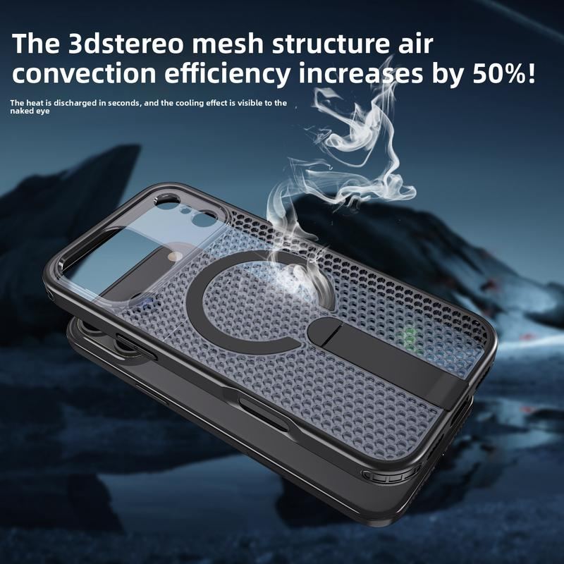 Magnetic Cooling Case For iPhone 17 - Honeycomb Design & Invisible Kickstand