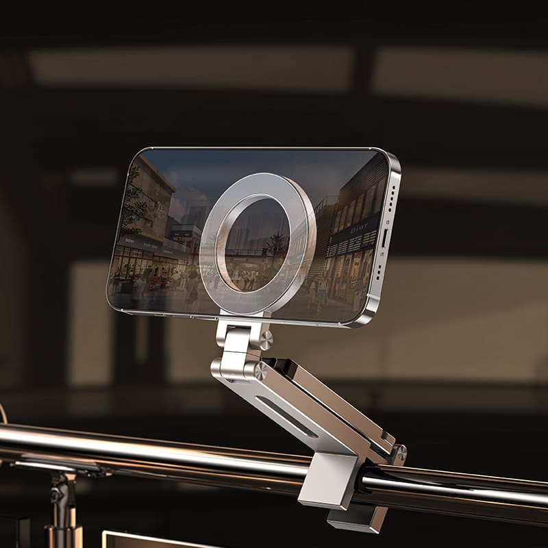 Magnetic Foldable Alloy Desktop Phone Stand – Foldable, 360° Rotatable & Travel-Friendly