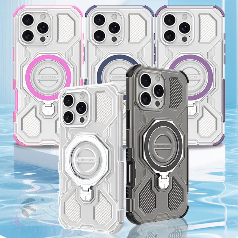 Magnetic Kickstand Clear Airbag Shockproof Case For iPhone 17