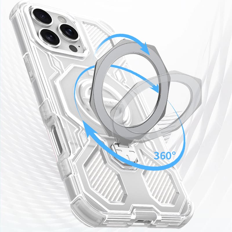 Magnetic Kickstand Clear Airbag Shockproof Case For iPhone 17