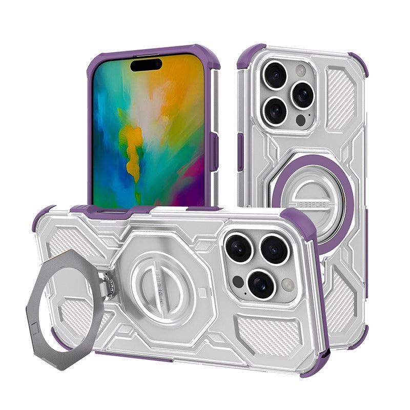 Magnetic Kickstand Clear Airbag Shockproof Case For iPhone 17