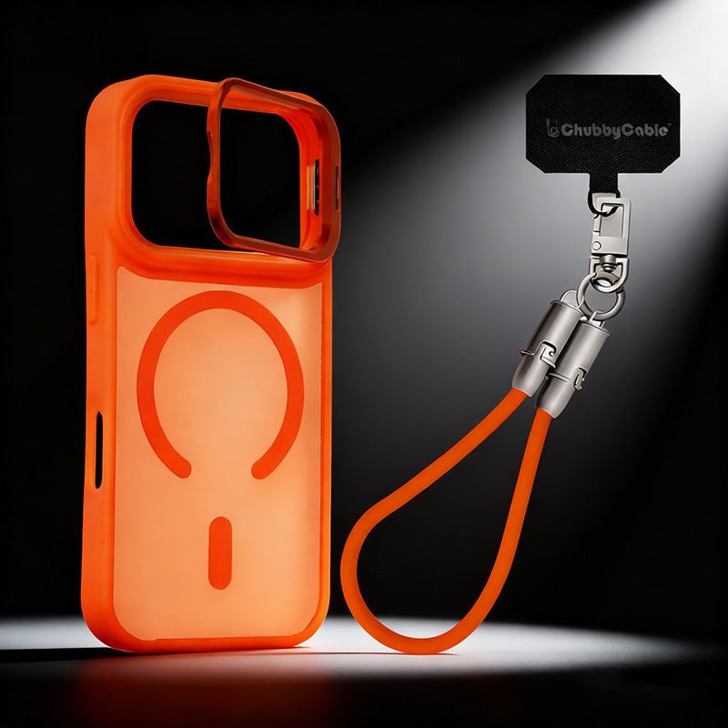 Metal Lens Bracket Phone Case For iPhone 17 & Chubbycable Crossbody Strap Cable Combo