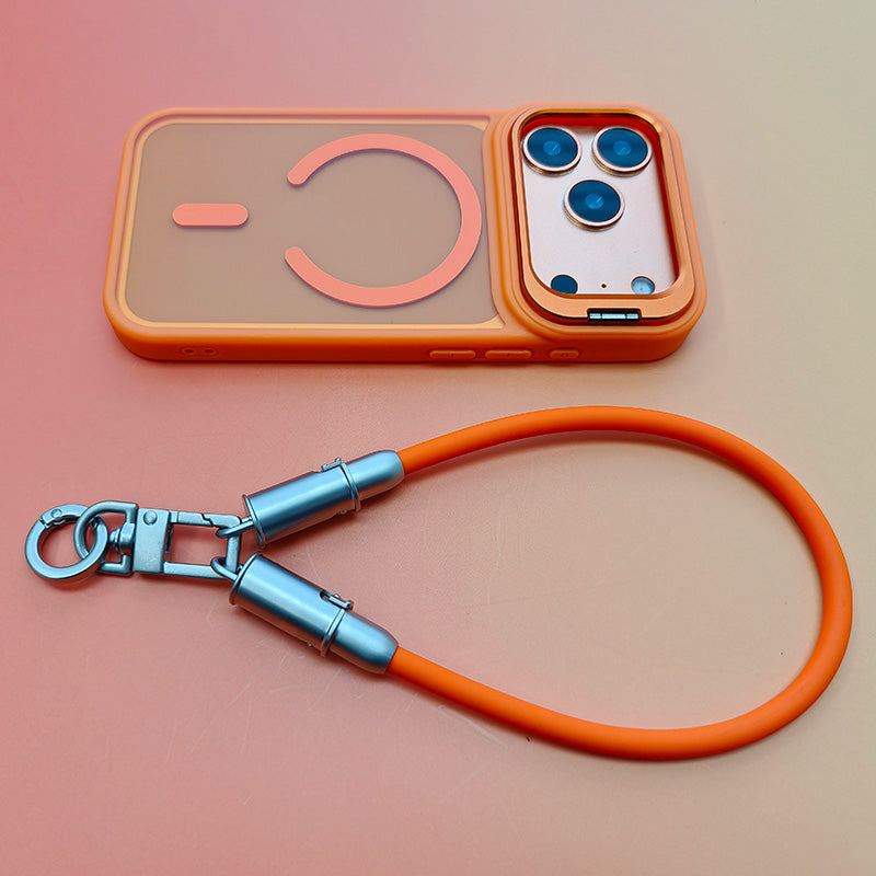Metal Lens Bracket Phone Case For iPhone 17 & Chubbycable Crossbody Strap Cable Combo