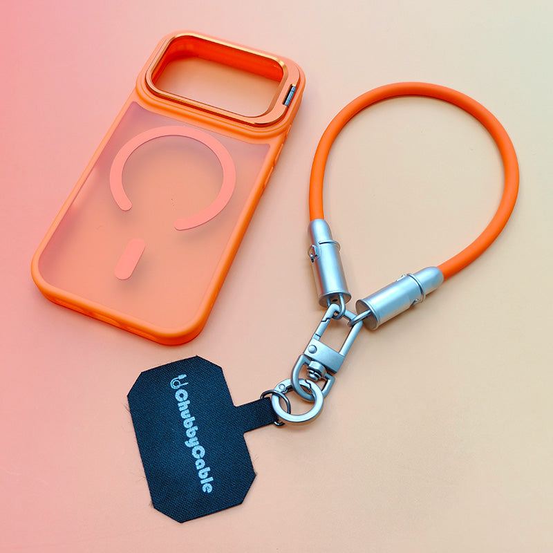 Metal Lens Bracket Phone Case For iPhone 17 & Chubbycable Crossbody Strap Cable Combo