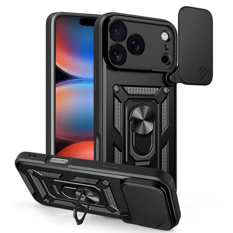 Military-Grade Magnetic Shockproof Case For iPhone 17 – 90° Rotating Camera Shield & 90° Ring Kickstand