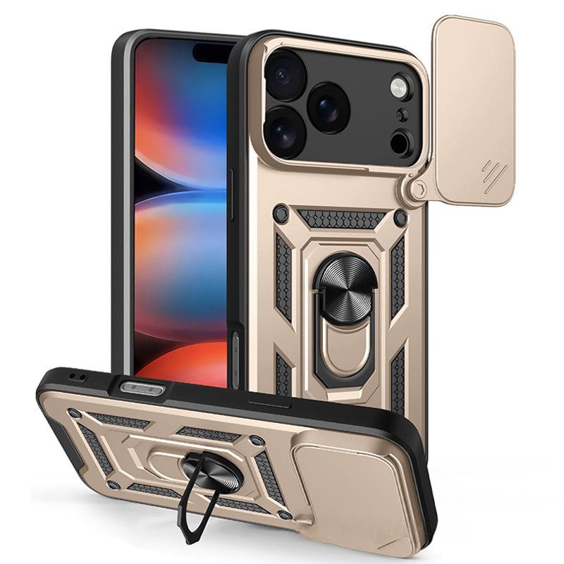 Military-Grade Magnetic Shockproof Case For iPhone 17 – 90° Rotating Camera Shield & 90° Ring Kickstand