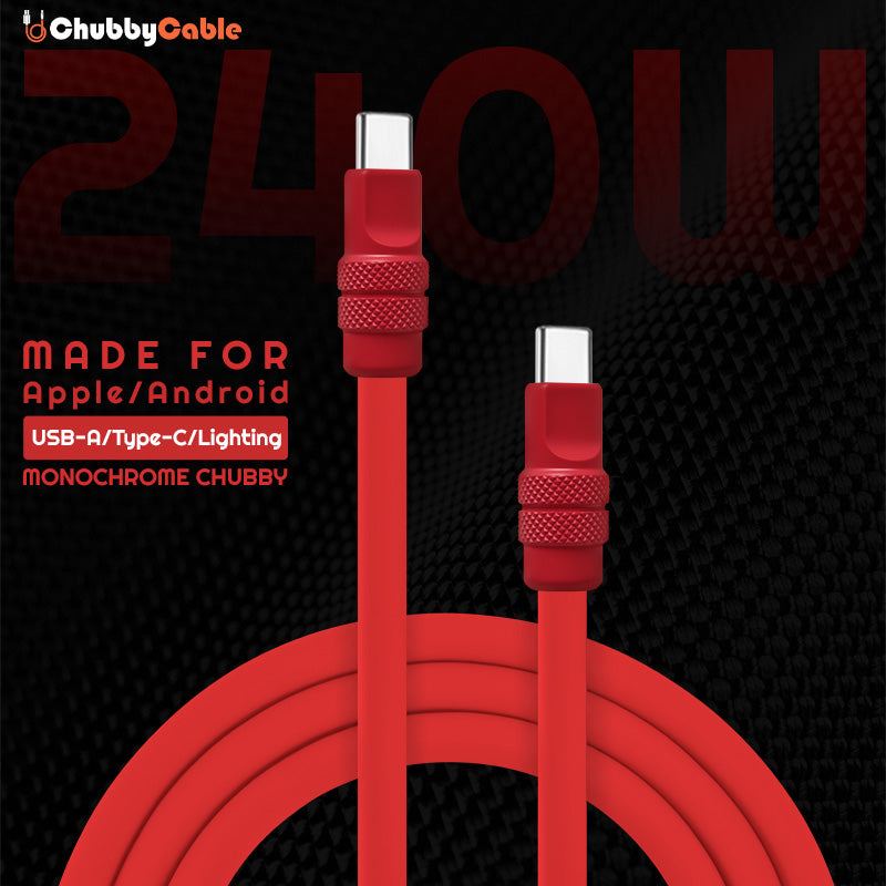 "Monochrome Chubby" 240W Classic Solid Color Fast Charging Cable