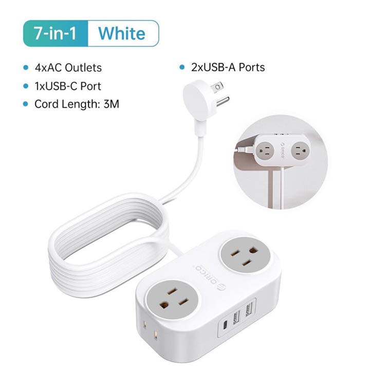 Multi-Functional Portable Travel Power Strip with USB Charging – US Plug Adapter