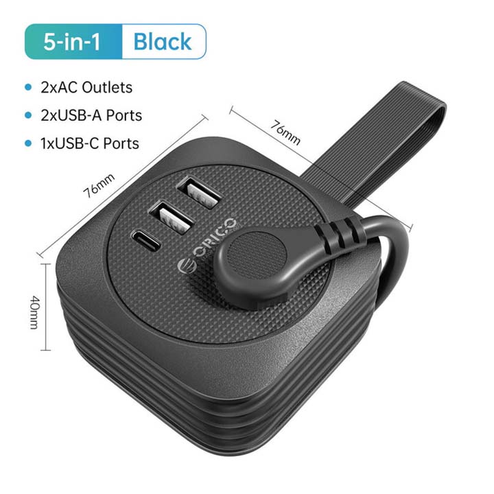 Multi-Functional Portable Travel Power Strip with USB Charging – US Plug Adapter