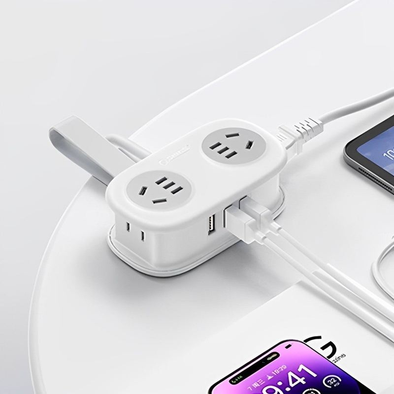 Multi-Functional Portable Travel Power Strip with USB Charging – US Plug Adapter