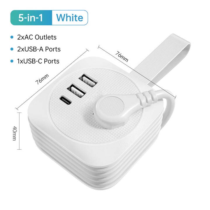 Multi-Functional Portable Travel Power Strip with USB Charging – US Plug Adapter