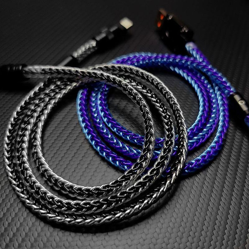 "Neon Chubby" 240W Braided Silver-Plated Fast Charging Cable