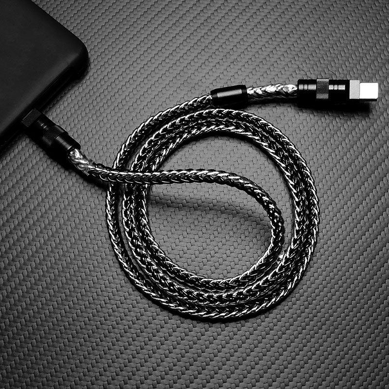 "Neon Chubby" 240W Braided Silver-Plated Fast Charging Cable