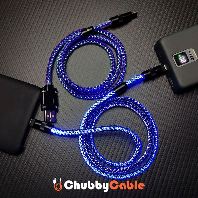 "Neon Chubby" 240W Braided Silver-Plated Fast Charging Cable
