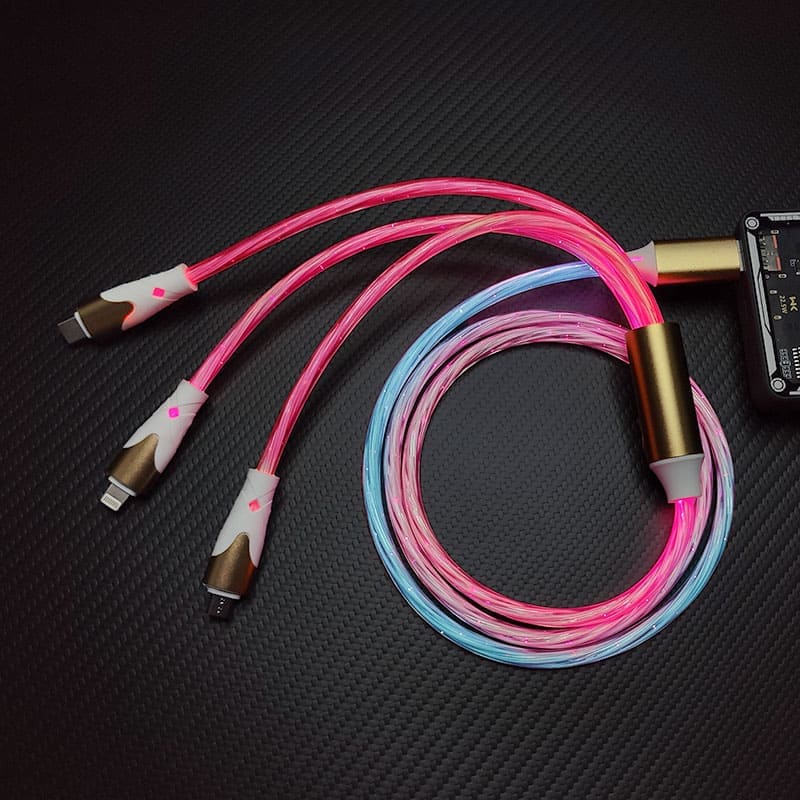 "Neon Chubby" 3-In-1 66w Gradient Colorful Luminous Fast Charging Cable