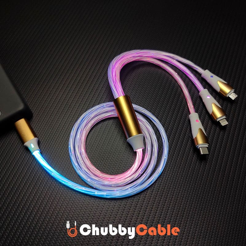 "Neon Chubby" 3-In-1 66w Gradient Colorful Luminous Car Fast Charging Cable