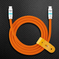 Orange USB-C to USB-C charging cable with leather strap