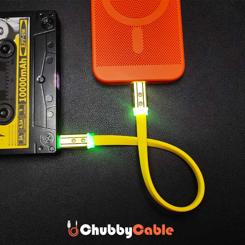 "Neon Chubby" Flat Charge Cable With Gold-plated Design