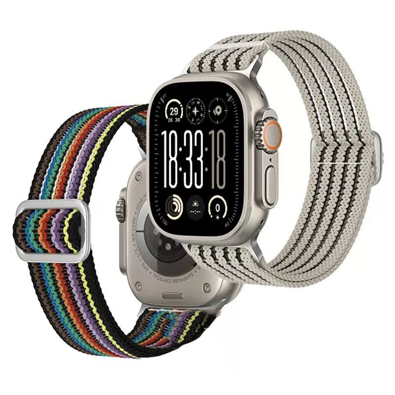 Nylon Braided Double Loop Multicolor Breathable Watch Band for Apple Watch