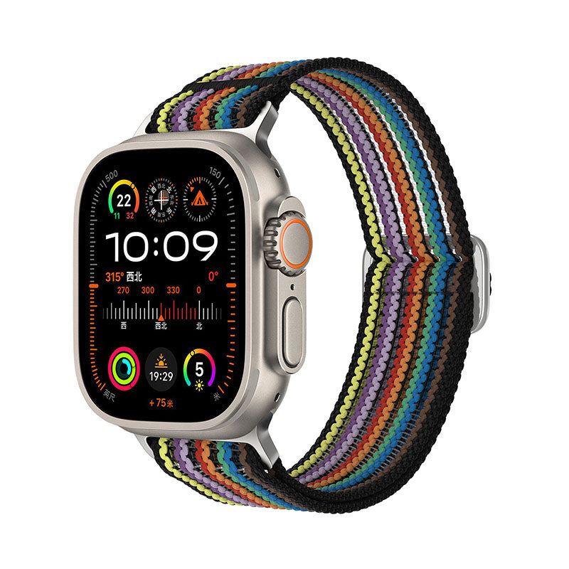 Nylon Braided Double Loop Multicolor Breathable Watch Band for Apple Watch