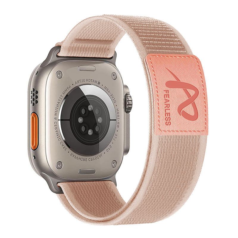 Outdoor Leather Label Nylon Band For Apple Watch
