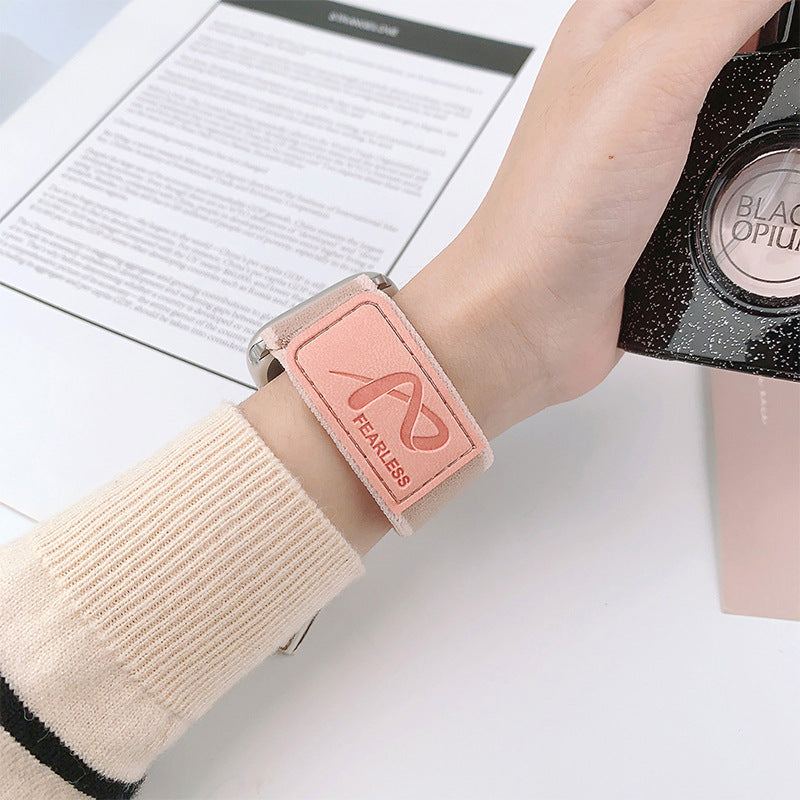 Outdoor Leather Label Nylon Band For Apple Watch