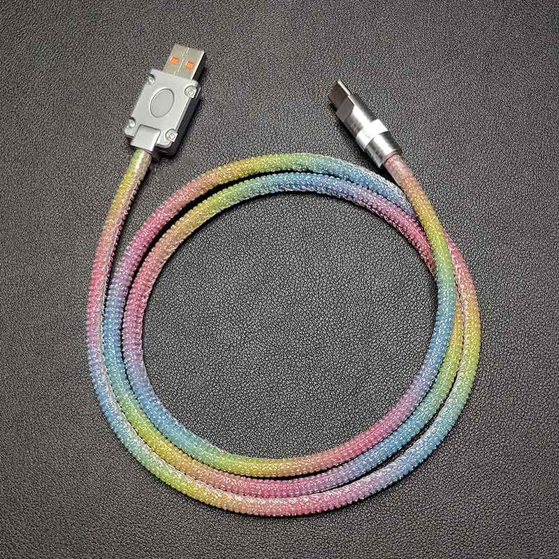 "Rainbow Chubby" Diamond-Encrusted Fast Charging Cable