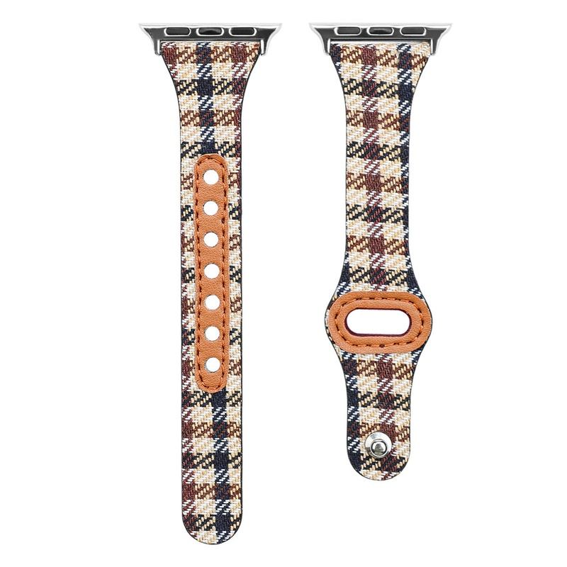 "Retro Plaid" Thin Nylon Band With Stud Buckle For Apple Watch