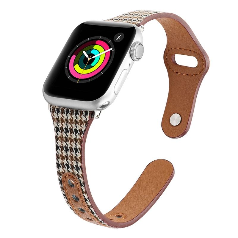 "Retro Plaid" Thin Nylon Band With Stud Buckle For Apple Watch