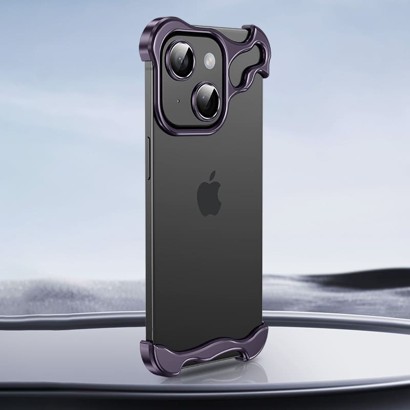 Shaped Metal Bezel Backless Phone Case with Lens Film