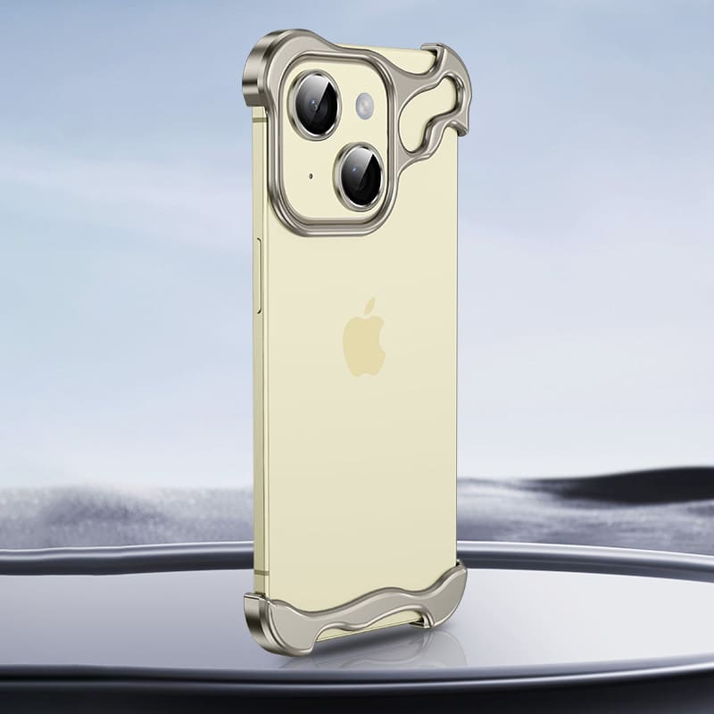 Shaped Metal Bezel Backless Phone Case with Lens Film