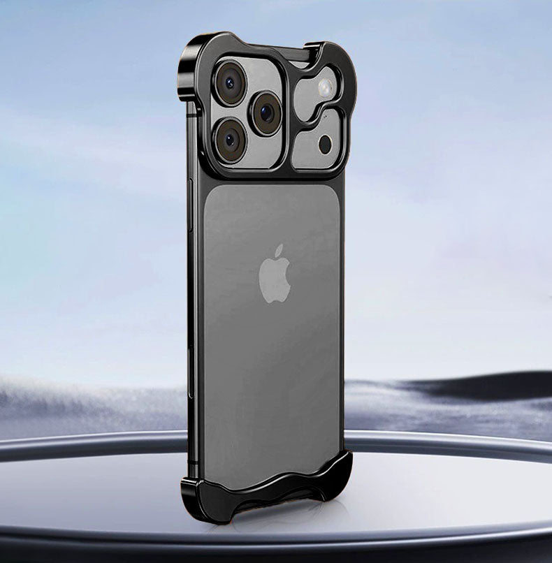 Shaped Metal Bezel Backless Phone Case with Lens Film For iPhone 17