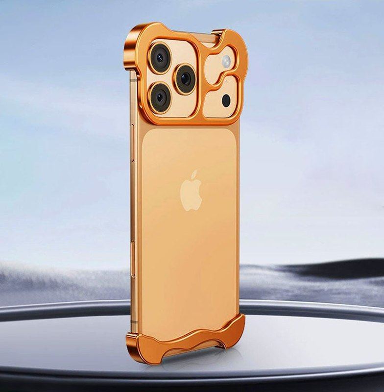 Shaped Metal Bezel Backless Phone Case with Lens Film For iPhone 17