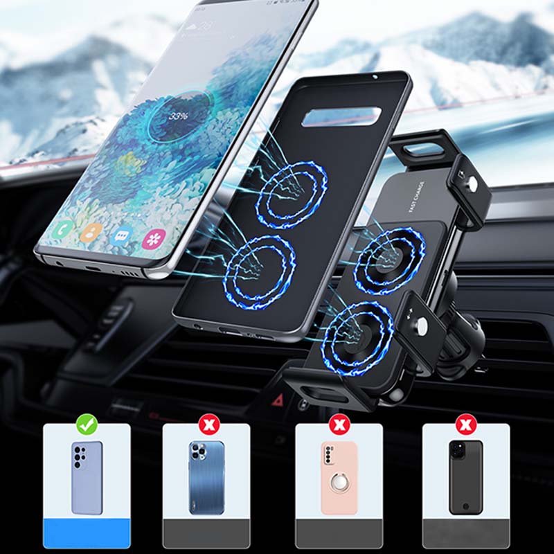 Smart Rotating Fast Wireless Car Charger with Auto-Sensing Mount for Apple & Samsung