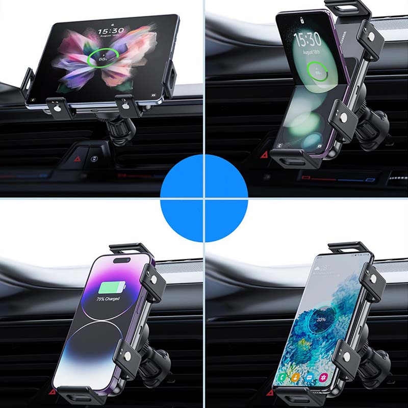 Smart Rotating Fast Wireless Car Charger with Auto-Sensing Mount for Apple & Samsung