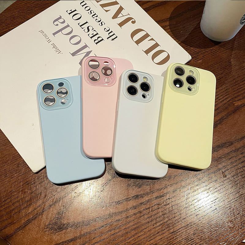 Solid Color Silicone Phone Case With Lens Protection