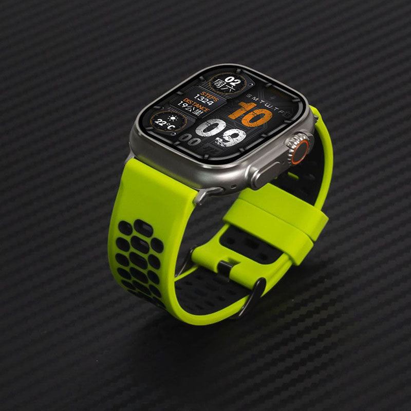 "Sports Two-Tone Band" Holes Breathable Silicone Loop For Apple Watch