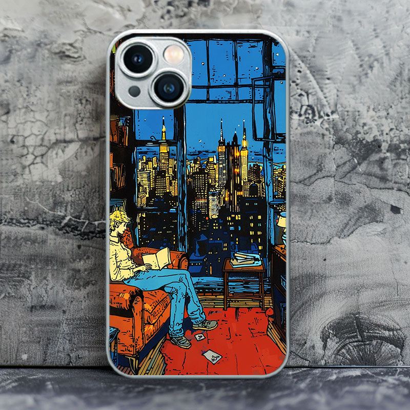 "UrbanSkylineSketch" Special Designed Glass Material iPhone Case