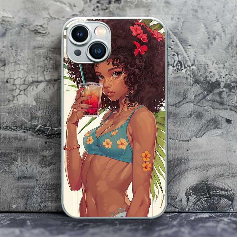 "SunKissedJuiceLover" Special Designed Glass Material iPhone Case
