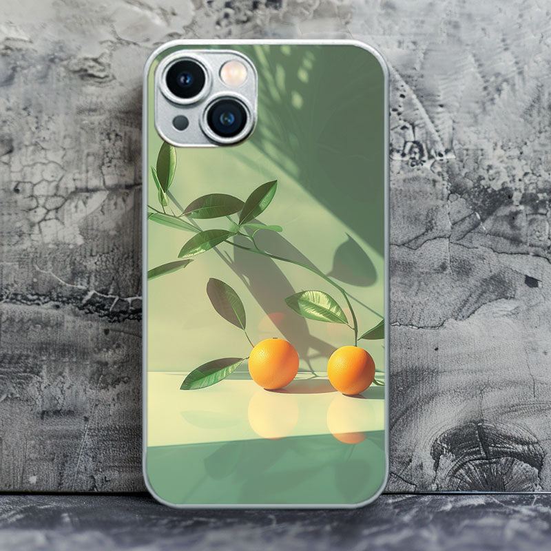 "SunlitOrangeShadows" Special Designed Glass Material iPhone Case