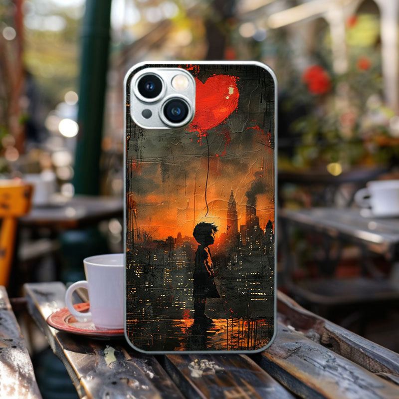 "SunsetBalloonKid" Special Designed Glass Material iPhone Case