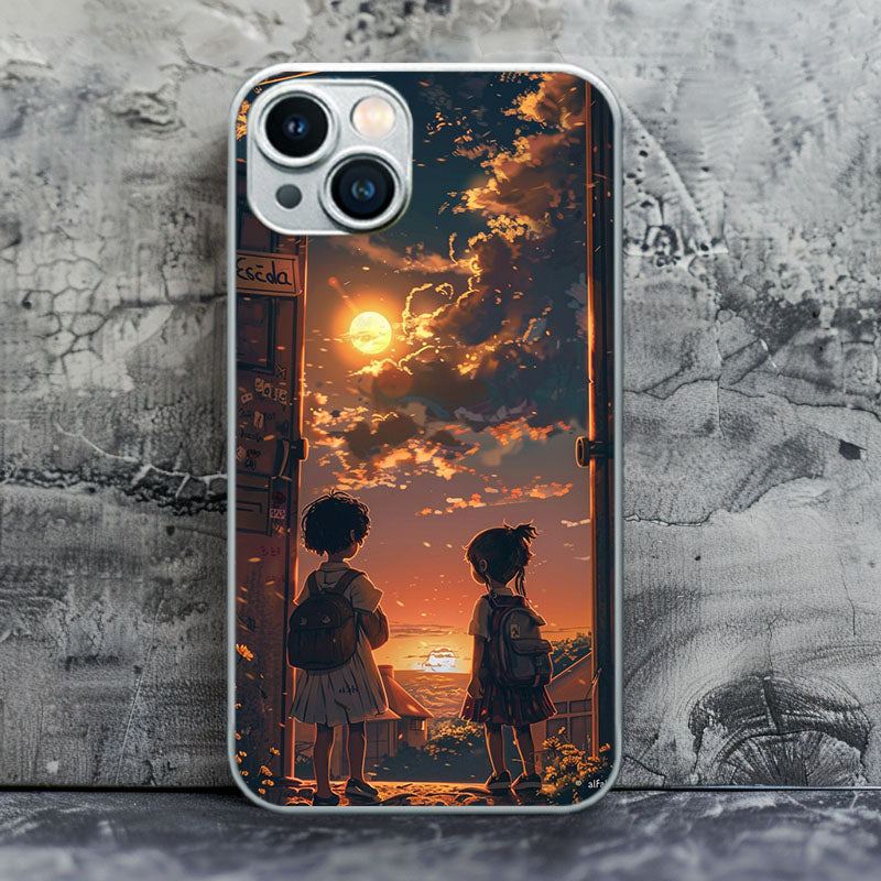 "SunsetSilhouettes" Special Designed Glass Material iPhone Case
