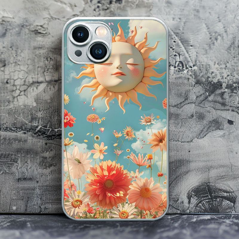 "BloomingSunnyFace" Special Designed Glass Material iPhone Case