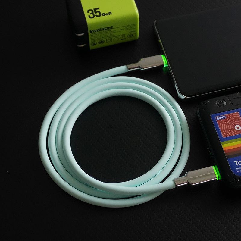 "Thin Chubby" 240W Smart Light Charging Cable With Mirrored & Frosted Connector