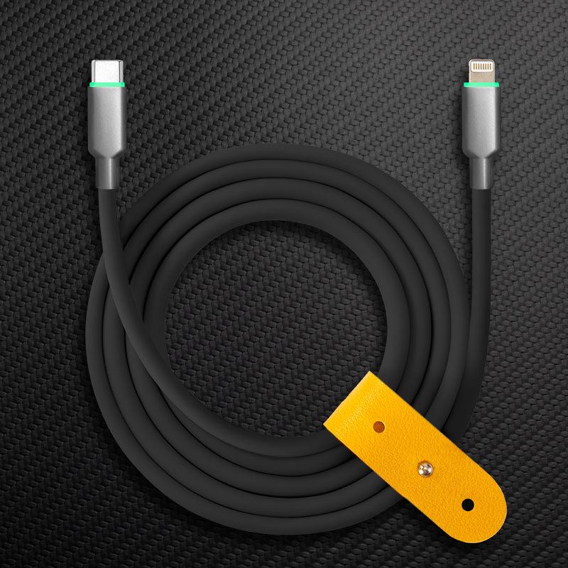 "Thin Chubby" 240W Smart Light Charging Cable With Mirrored & Frosted Connector